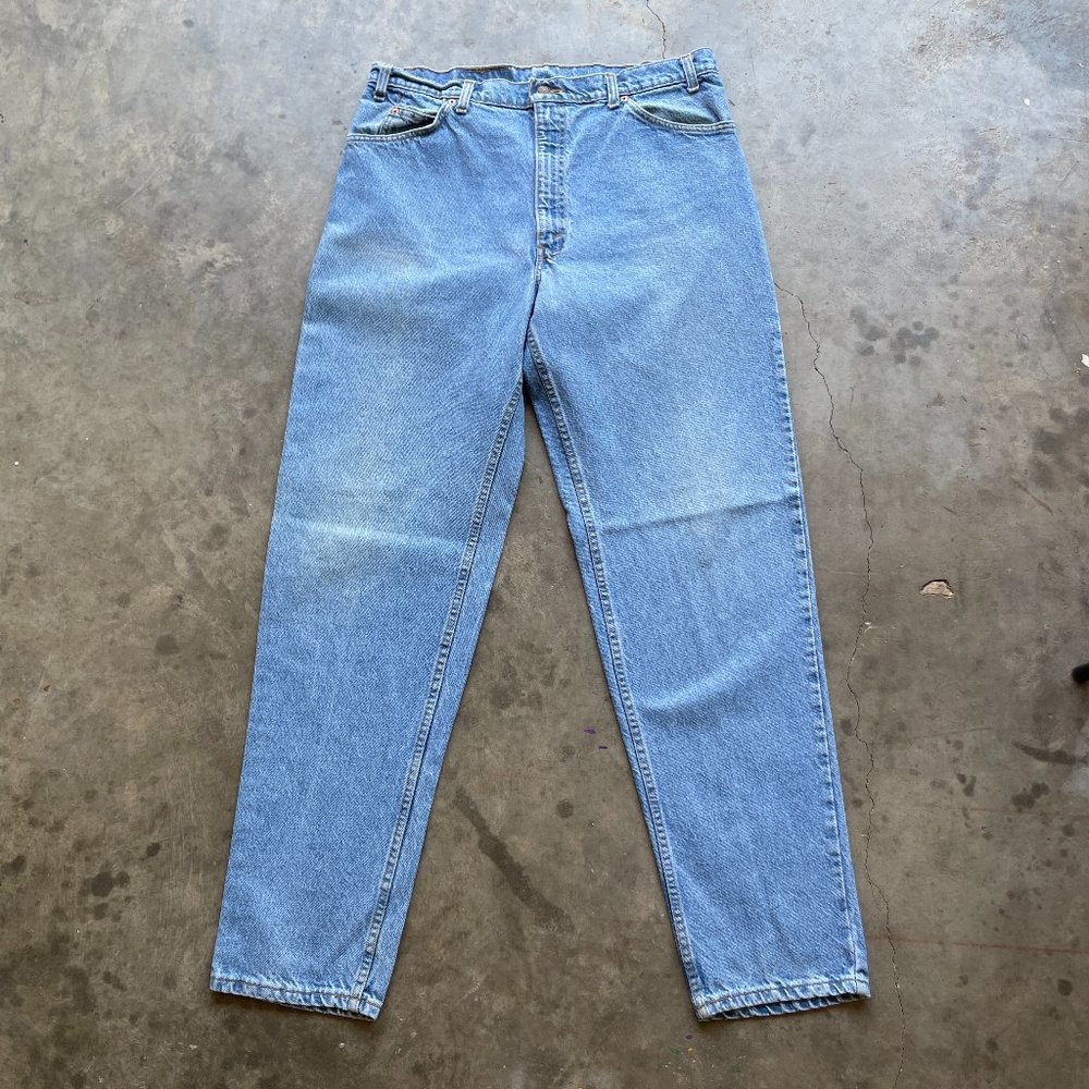 Vintage Levi Orange tab 550 made in usa blue denim jeans light wash 38x34 36x34